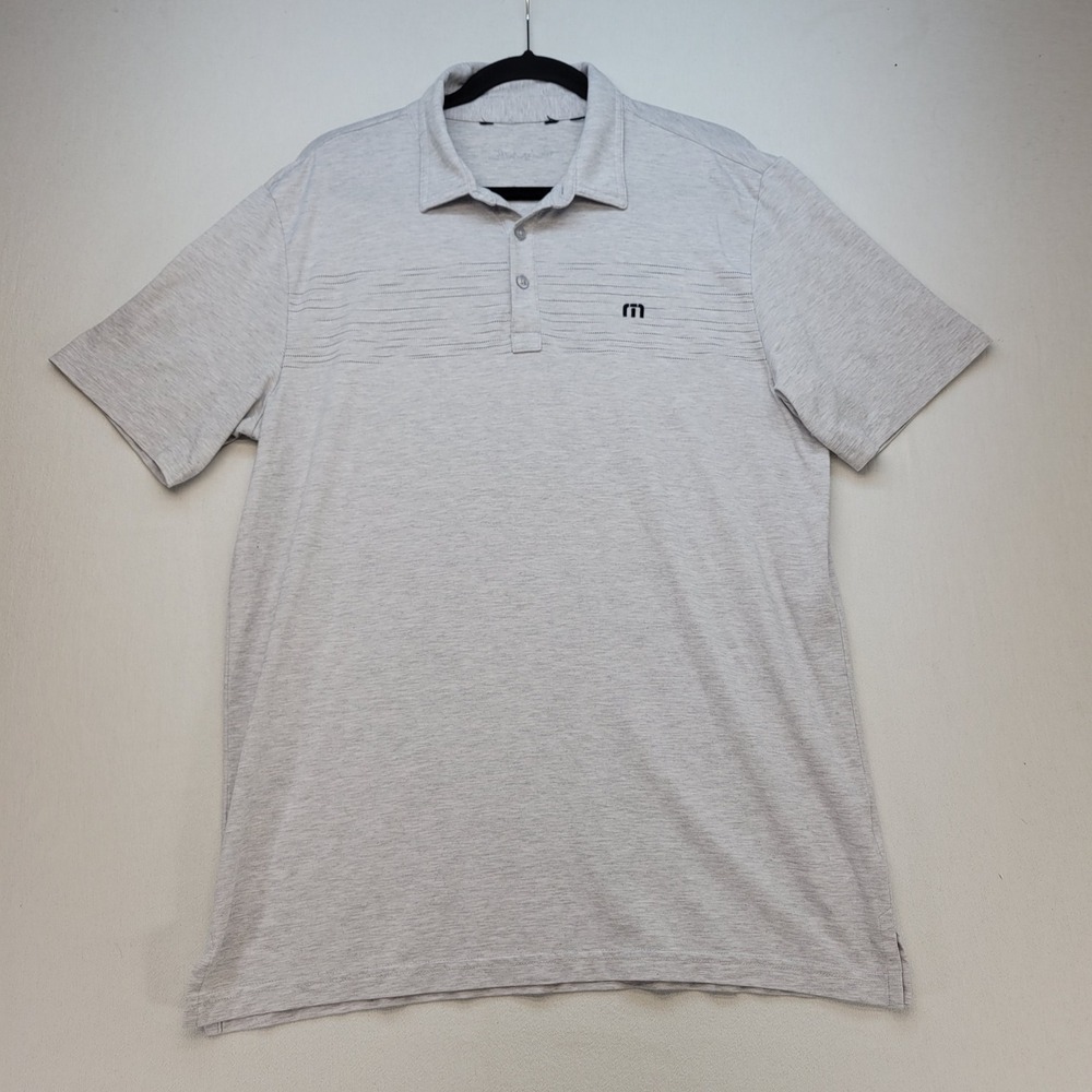 Travis Mathew Polo Shirt Mens L Gray Performance Stretch Short‎ Sleeve Golf